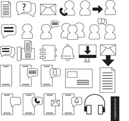 A collection of 26 thin line icons featuring coworkers, cooperation, team, and teamwork. Simple set of symbols in linear business. vector artwork. Modifiable stroke