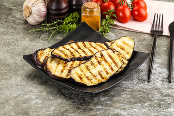 Grilled eggplant slice snack appetizer