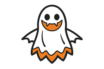Halloween ghost cartoon vector line art,  illustration with isolated on white background