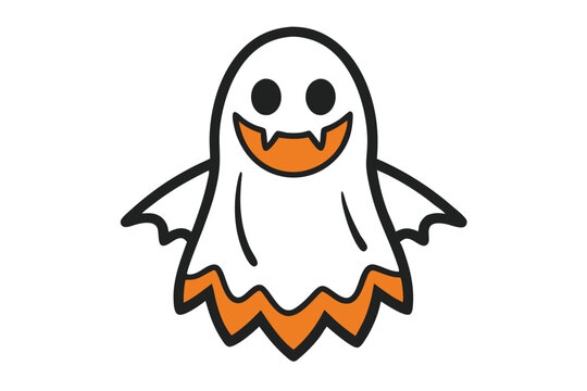 recommend clip art: Halloween ghost cartoon vector line art,  illustration with isolated on white background