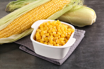 Canned sweet young corn grain