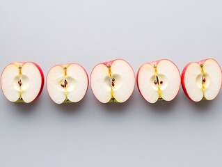 Sliced Red Apples on Light Background