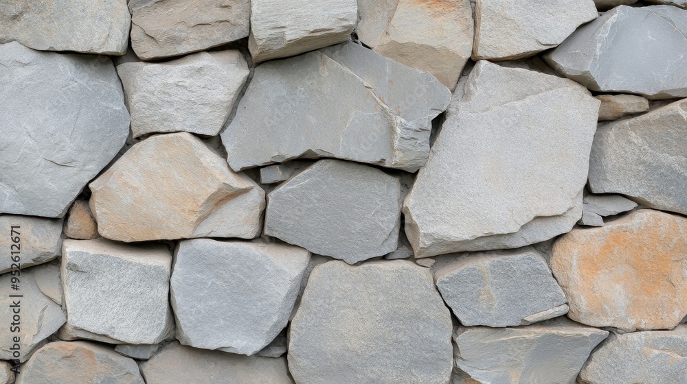 Canvas Prints A close-up of a natural stone wall, showcasing the rough, uneven texture of the rocks. The image symbolizes durability, strength, and the beauty of natural materials.