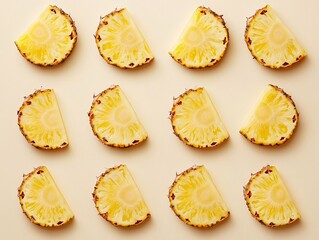 Pineapple Slices Pattern on Light Background