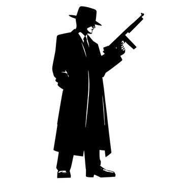 recommend clip art: Silhouette gangster with a gun 
