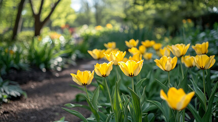 Fototapeta premium Tulipa Tarda Late Tulip with Inflorescence