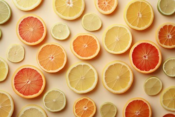 Citrus Slices Pattern on Beige Background