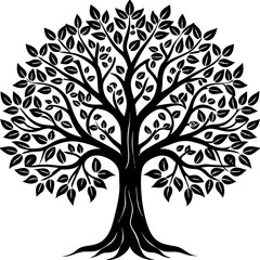 Obraz premium Decorative Tree silhouette on white background