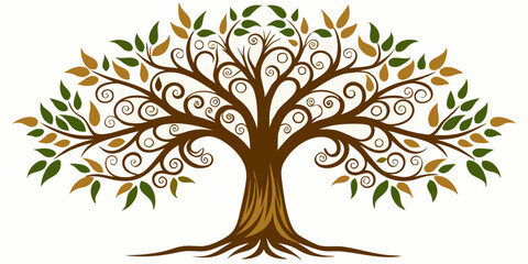 Obraz premium Decorative Tree silhouette on white background