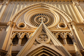 Obraz premium Sunset view of the Sacred Heart of Jesus Church (Iglesia del Sagrado Corazon de Jesus) is the only neo-Gothic work that has been built in the old town of Malaga, Costa del Sol, Andalusia, Spain.