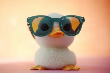 cute duck with sunglasses isolated
