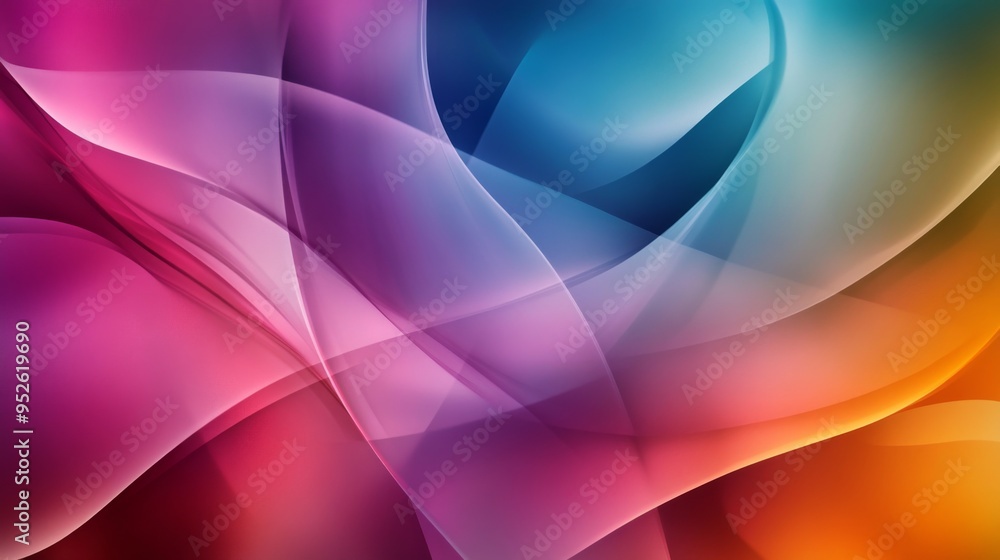 Poster abstract background with overlapping translucent shapes and layered colors, creating depth and dimen