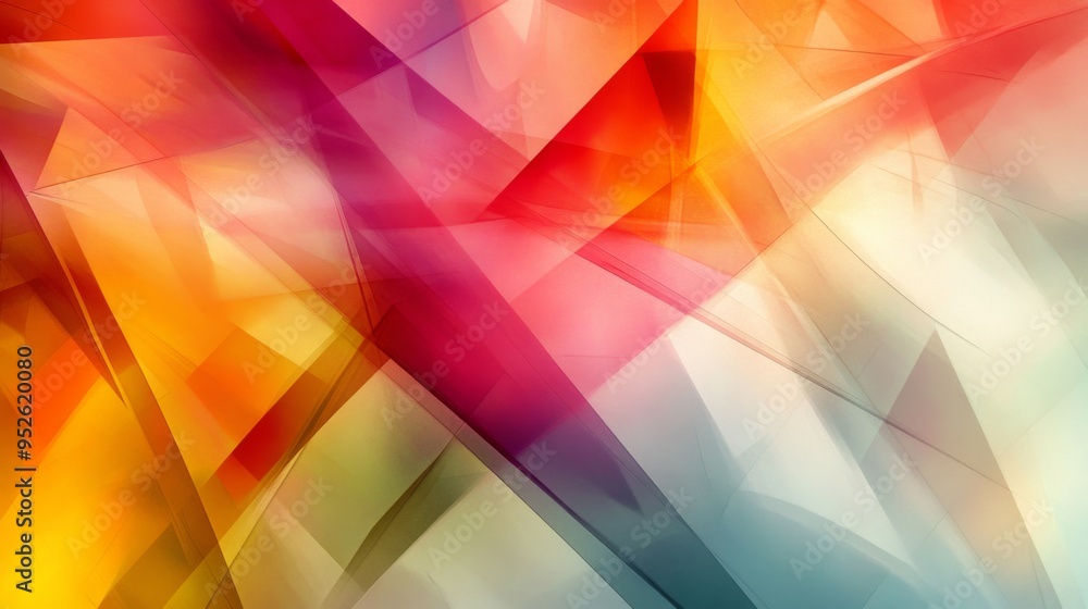 Poster abstract background with overlapping translucent shapes and layered colors, creating depth and dimen