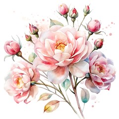 Obraz premium Watercolor roses on white background