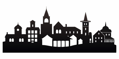 silhouette of town on white background