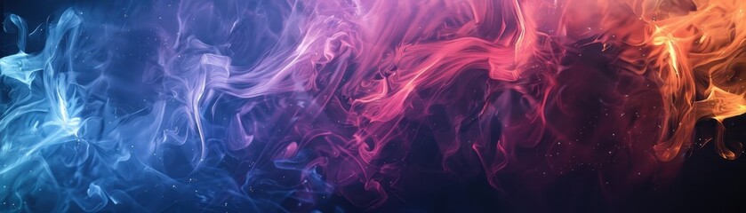Obraz premium Abstract smoky background featuring vibrant blue and pink hues blending together, creating a dreamy and ethereal effect.