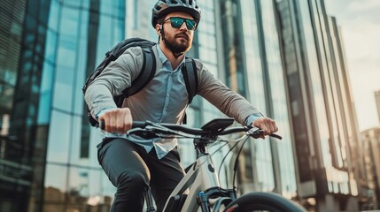 A Businessman Riding An E-bike In A City