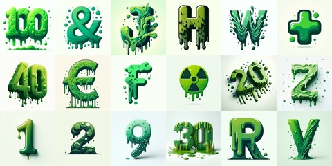 Green Lettering Typeface. AI generated illustration