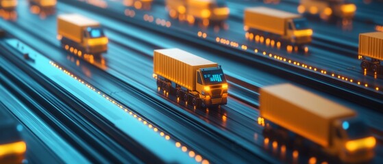 Fototapeta premium Advanced Logistics Network: Autonomous Coal Transport in Futuristic Setting