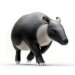 A realistic illustration of a running tapir, showcasing its distinctive features and movements in a dynamic pose.
