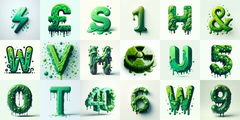 Green Lettering Typeface. AI generated illustration