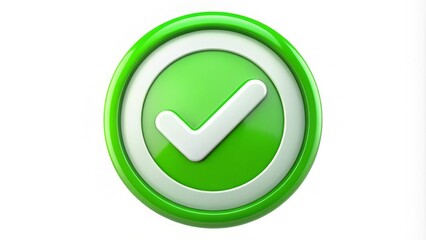 A bright green circled check mark icon on a white background, symbolizing approval, agreement, or confirmation with a sense of optimism and positivity.
