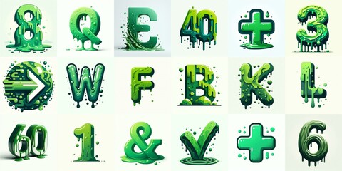 Green Lettering Typeface. AI generated illustration