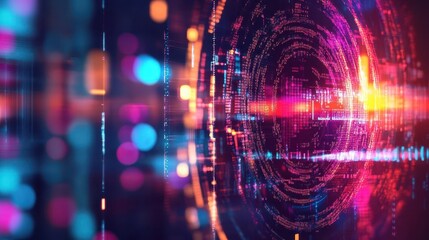 Fototapeta premium Vibrant abstract digital background with colorful patterns and glowing lines, ideal for tech and innovation concepts.
