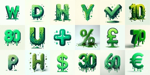 Green Lettering Typeface. AI generated illustration