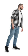 Fototapeta premium Man in casual clothes on white background