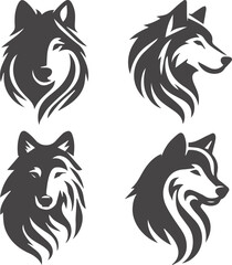 Fototapeta premium Wolf Head Silhouette Wild Animal Illustration Design Vector Collection