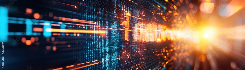 Aufkleber dynamic abstract background with vibrant light trails and digital elements, representing technology 
