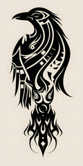Tribal Raven Tattoo symmetry very simple traditional tattoo flash styles illustration