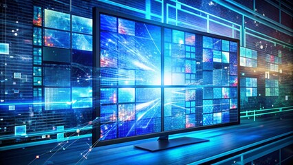 A distressed computer screen displays a jumbled assortment of error codes, distorted graphics, and frozen windows, signifying a catastrophic system failure or crash.