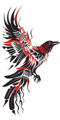 Obraz premium Tribal Raven tattoo flash styles illustration