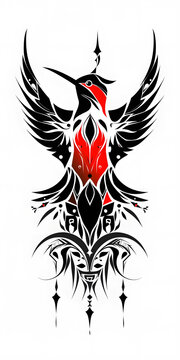 recommend clip art: Tribal Robin Tattoo symmetry very simple traditional tattoo flash styles illustration