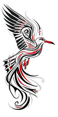 Fototapeta premium Tribal Seagull tattoo flash styles illustration