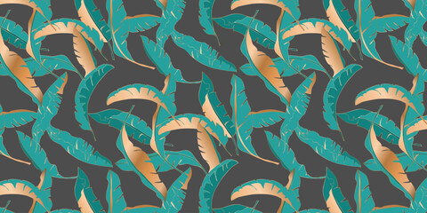 Seamless vector pattern, tops and tropical leaves, for bedding, wallpaper and texture