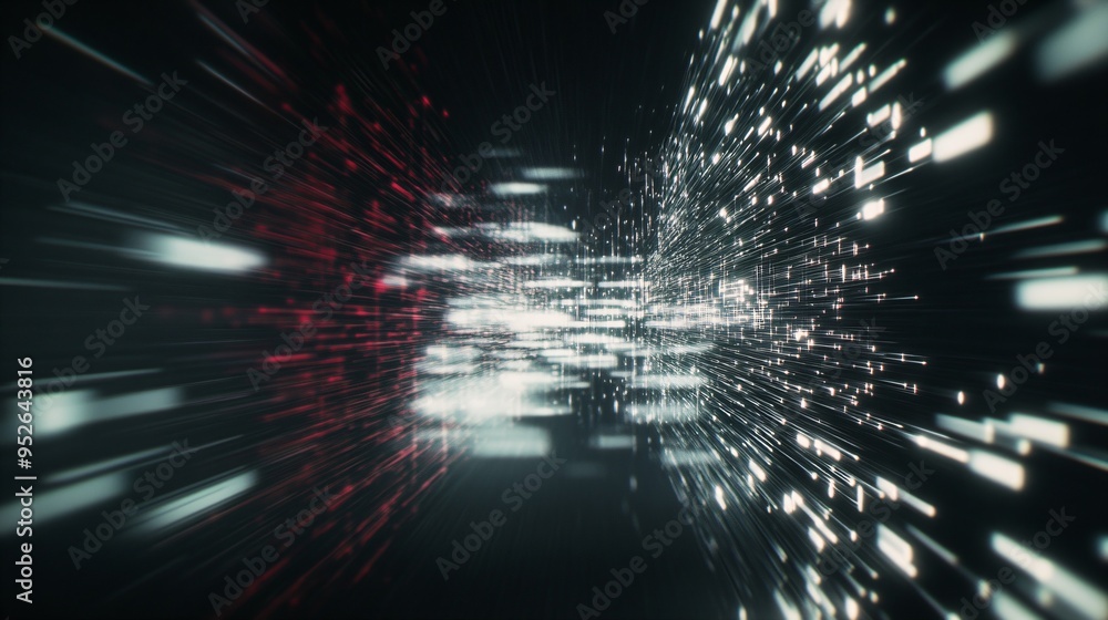 Poster dynamic digital visualization. data explosion concept. design for big data and artificial intelligen