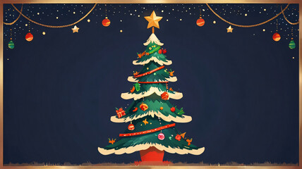 
Christmas background, with an illustration of a Christmas tree and empty space for text