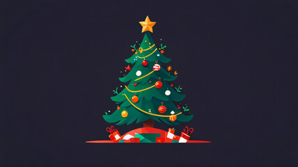 
Christmas background, with an illustration of a Christmas tree and empty space for text
