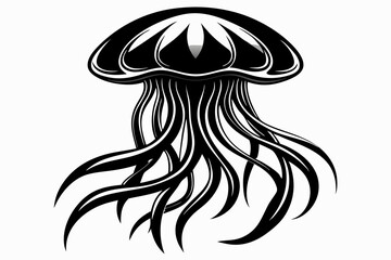 Jellyfish silhouette vector illustration