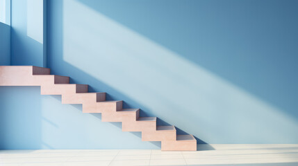 generated illustration of simplicity of the stairway,minimal aesthetic architecture concept.