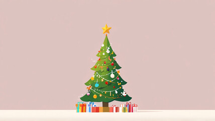 
Christmas background, with an illustration of a Christmas tree and empty space for text