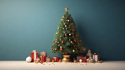 
Christmas background, with an illustration of a Christmas tree and empty space for text