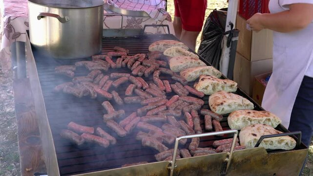 Bosnian Cevap, traditional specialty, food - (4K)