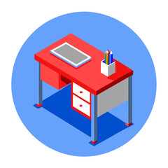 Artistic Vector Illustration of a Writing Desk