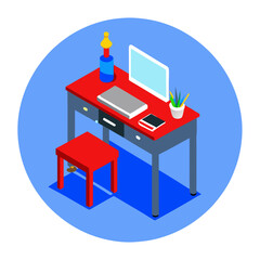 Artistic Vector Illustration of a Writing Desk
