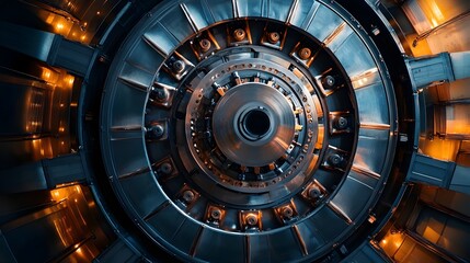 Closeup Image of the Intricate Mechanical Components Inside a Hydroelectric Turbine with Copy Space and Isolated Background