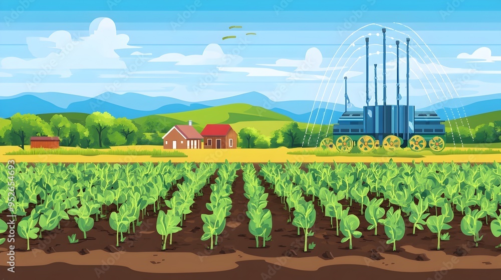 Poster of a network of sensors and technology monitoring soil moisture levels and data analytics to enable 